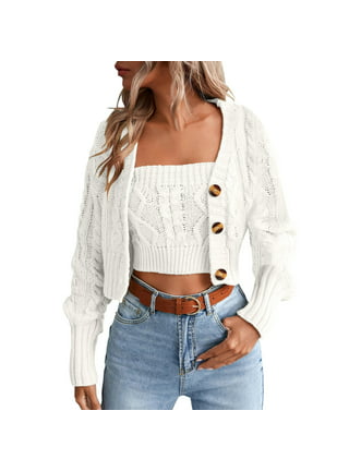 Women's 2 Piece Sweater Set Long Sleeve Cropped Cardigan Sweater Crop Top  Set : : Clothing, Shoes & Accessories
