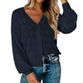 thumbnail image 1 of ASFGIMUJ Womens Cardigan Sweaters Plus Size Short Cardigan Sweater Long Sleeved Crochet Knit Shrugged Cardigan V Neck Button Blue S, 1 of 7