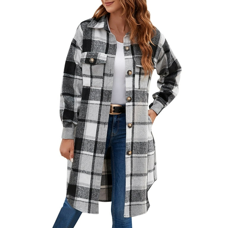 Fashion Plaid Printed Colour Long Sleeve Trench-Coat Fashion Plaid Printed Colour Long Sleeve Trench-Coat