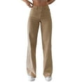 thumbnail image 1 of ASFGIMUJ Womens Pants Elastic Waist Solid Color Jeans Sagging Loose Slim Waist Straight Pants Casual Jeans Khaki L, 1 of 7