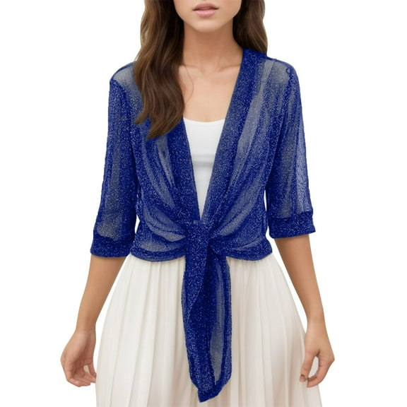 ASFGIMUJ Womens Waistband Filigree With A Small Mesh Shawl Short Cardigan