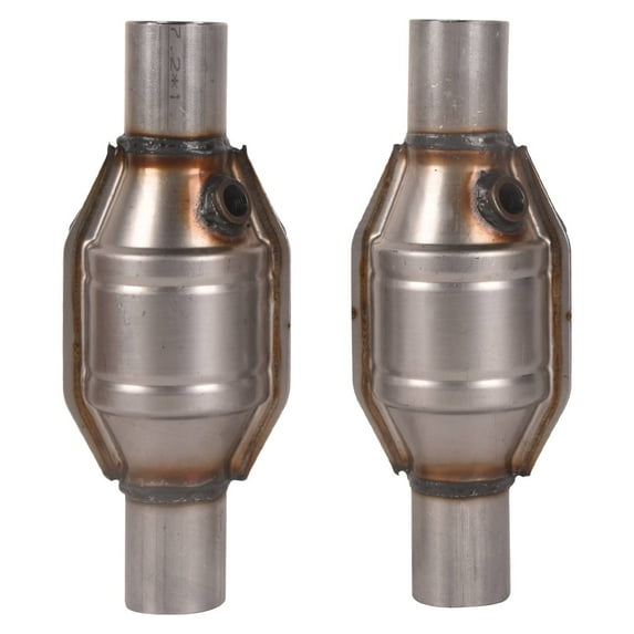 ASFIT-Autoparts 2Pcs Universal 2.25 Inch Catalytic Converter w/ O2 Port Stainless Steel