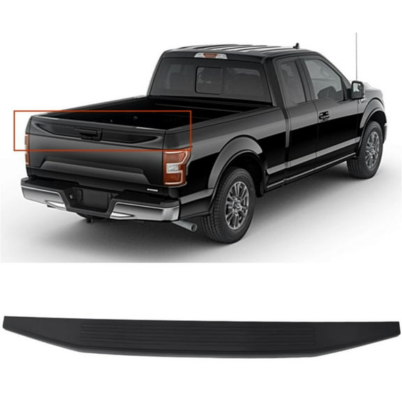 ASFIT-Autoparts for Ford for F150 /Lariat/Platinum/XL/XLT 2015-2020 & Limited/SSV 2016-2020 & Raptor 2017-2020 Step Tailgate Moulding Top Cap Protector Spoiler (Black,ABS,Plastic) 1pc Rear