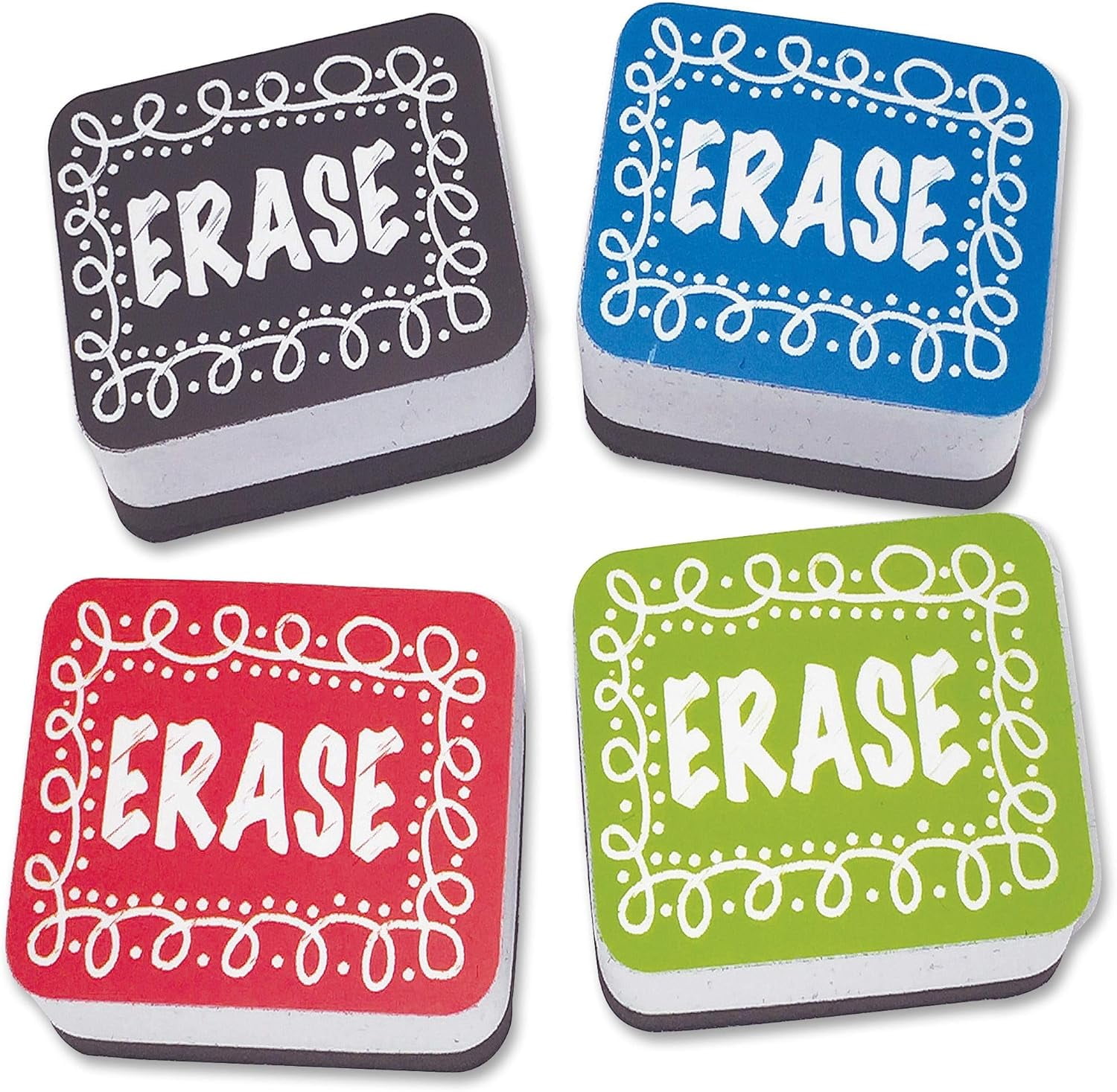 ASH78002, Chalk Design Mini Whiteboard Eraser, 10 / Pack, Multicolor