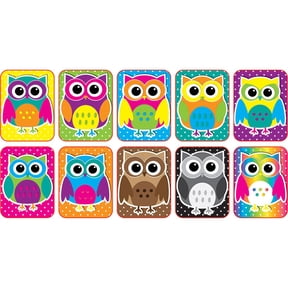 Ashley Productions Non-Magnetic Mini Whiteboard Erasers, Color Owls, Pack of 10
