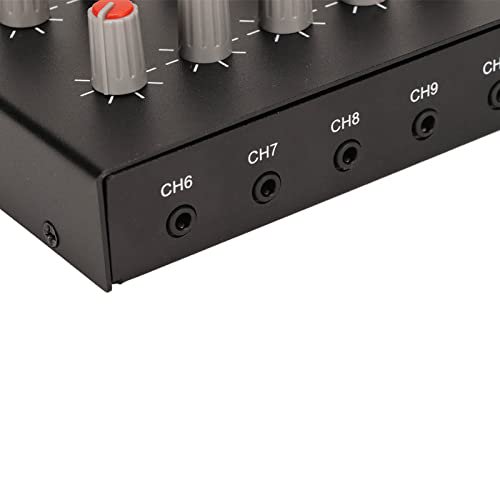 ASHATA Audio Mixer 10 Input 2 Output, Low Noise Stereo Mixer Line Mixer