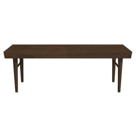 ASHCROFT 47" Mid Century Felicity Teak Bench, Brown Walnut Wood Ottoman, Rectangular Entry Way Bench for Living Room Dining Room Bedroom Entrance Hallway