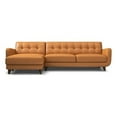 thumbnail image 1 of ASHCROFT Elva Mid Century L-Shaped Genuine Leather Left Facing Chaise Sectional, Light Brown Tufted Tight Back Sectional Sofa for Living Room Waiting Area Office Apartment Dorm Home, Tan, 1 of 7