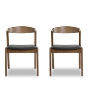 ASHCROFT Mid Century Roxy PU كرسي طعام من الجلد الأسود ، كراسي جلدية منجدة حديثة لغرفة طعام المطبخ مجموعة من 2