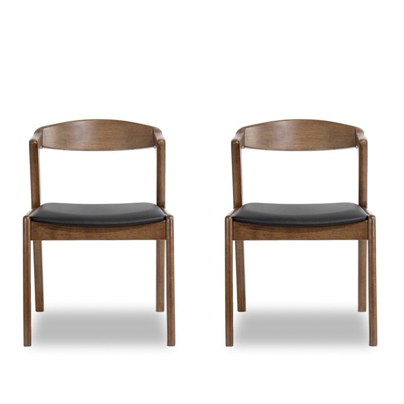 Black leather mid 2024 century dining chair