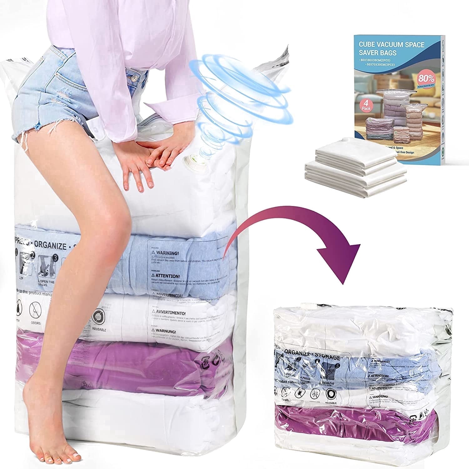Aship Cube Vacuum Storage Bags, 4 pack Space Saver Bags Combo - Walmart.com