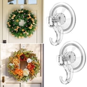 Aship Heavy Duty Suction Cup Hooks, 2 Pcs Clear Strong Suction Hooks 6.6 lbs Load, Waterproof Reusable Shower Suction Hooks for Window Glass Tile, Suction Cups for Bathroom Kitchen Wreath Hanger