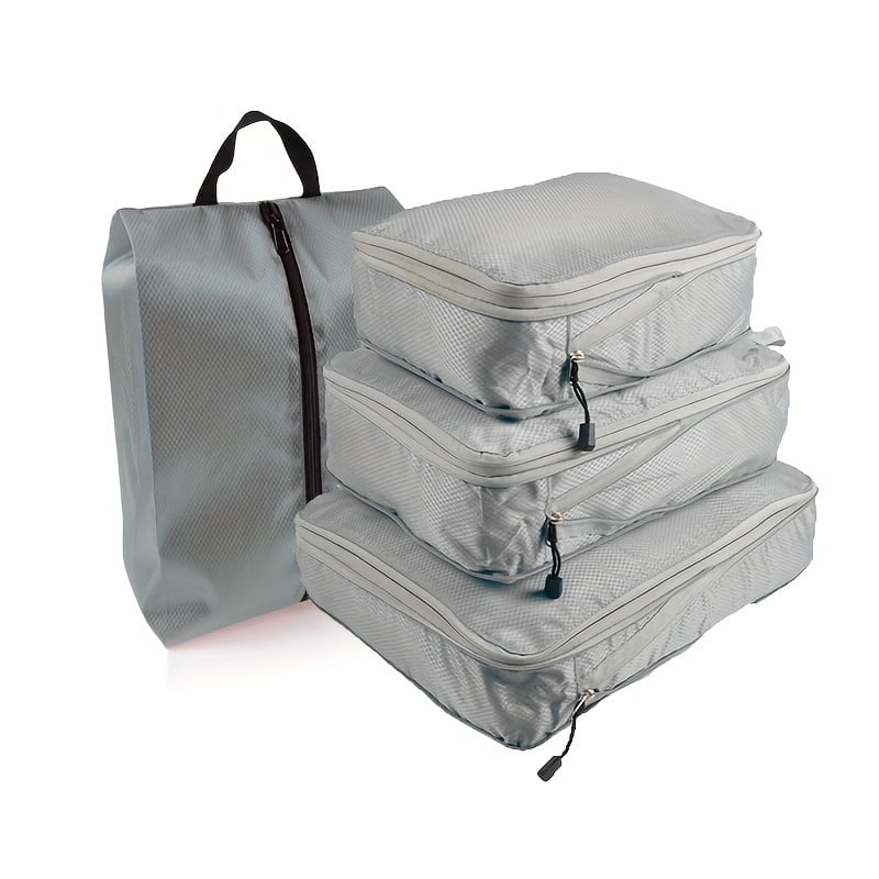 ASHJ 4Piece Travel Organizer Set Compression Packing Cubes Toiletry