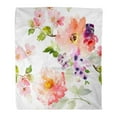 thumbnail image 1 of ASHLEIGH 58x80 inch Super Soft Throw Blanket Pink Floral Spring Flowers on White Peony is Large Watercolor Pattern Bouquet Home Decorative Flannel Velvet Plush Blanket, 1 of 1