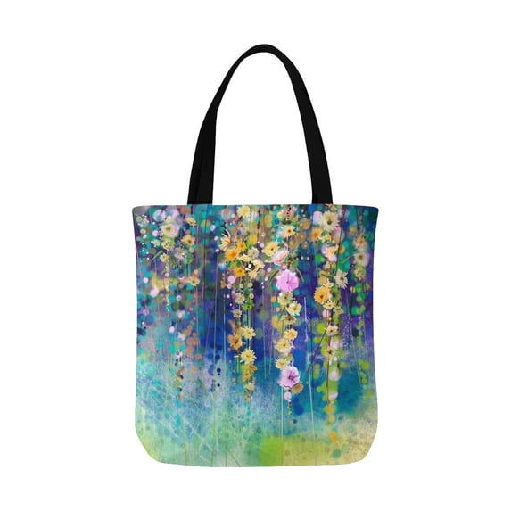 ASHLEIGH Abstract Floral Watercolor Painting Spring Flower Canvas Reusable Tote Bag Durable Shopping Tote Bags Book Bags for Women Men Kids