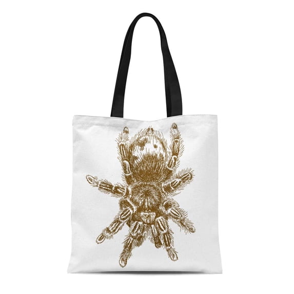 ASHLEIGH Canvas Bag Resuable Tote Grocery Shopping Bags Antique Engraving of Tarantula Spider Arachnid Tote Bag