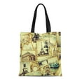 thumbnail image 1 of ASHLEIGH Canvas Bag Resuable Tote Grocery Shopping Bags Brown Vintage Collage of Old Traveling Paris Travel Gallery Photograph Tote Bag, 1 of 1