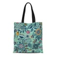 thumbnail image 1 of ASHLEIGH Canvas Bag Resuable Tote Grocery Shopping Bags Green Pattern Floral Abstract Fruits and Flowers Drawn Garden Botanical Tote Bag, 1 of 1