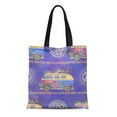 thumbnail image 1 of ASHLEIGH Canvas Bag Resuable Tote Grocery Shopping Bags Hippie Vintage Car Minivan Sign Popular for Flower Children Woodstock with Hand Tote Bag, 1 of 1