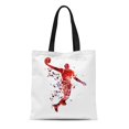 thumbnail image 1 of ASHLEIGH Canvas Tote Bag Abstract Watercolor Silhouette Basketball Player Sport Action Active Activity Durable Reusable Shopping Shoulder Grocery Bag, 1 of 1