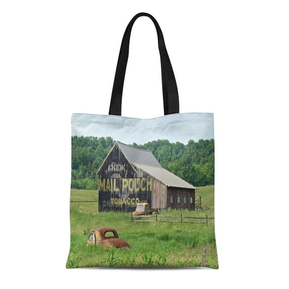 ASHLEIGH Canvas Tote Bag Antique Old Barn Mail Pouch Tobacco Car Truck Vintage Reusable Handbag Shoulder Grocery Shopping Bags