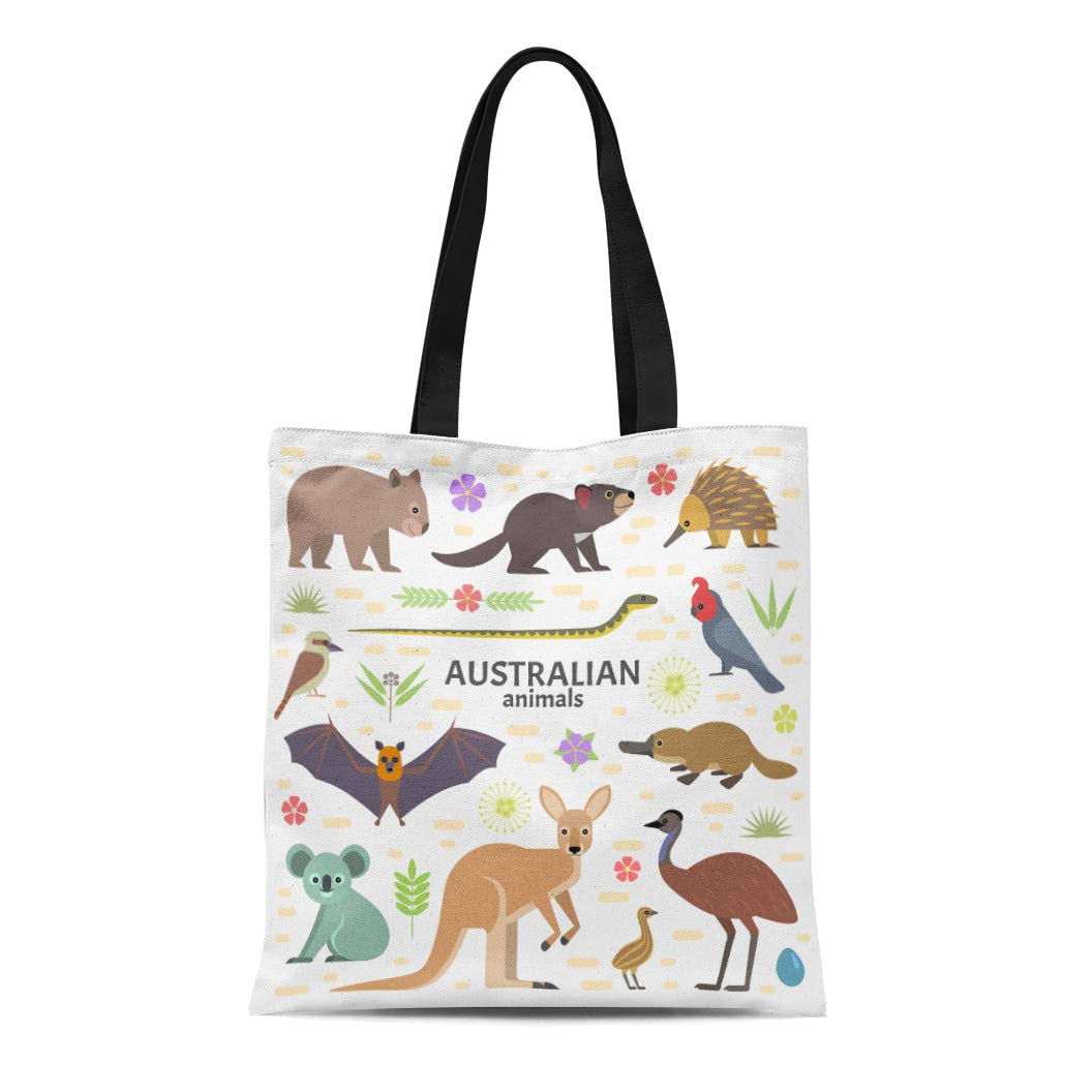 ASHLEIGH Canvas Tote Bag Australian Flying Fox Kangaroo Koala Tasmanian