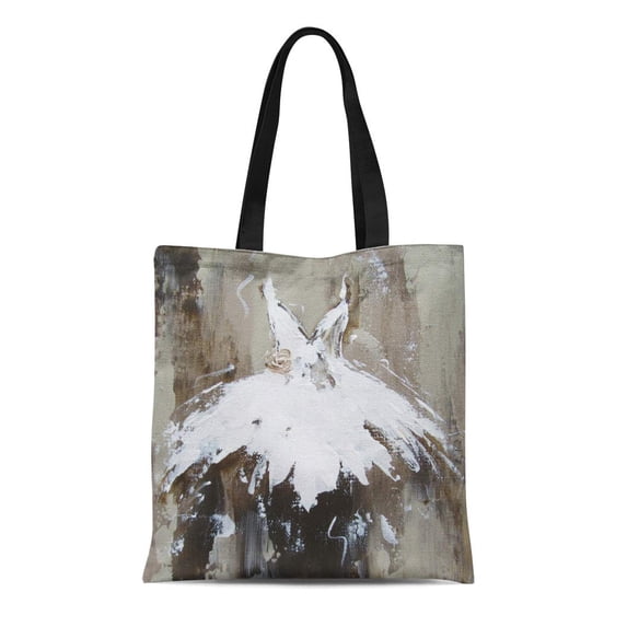 ASHLEIGH Canvas Tote Bag Ballet Tutu Baby Girl Nursery Linnen Dress Reusable Handbag Shoulder Grocery Shopping Bags