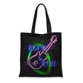 thumbnail image 1 of ASHLEIGH Canvas Tote Bag Band of Neon Light Signboard for Rock and Roll Reusable Shoulder Grocery Shopping Bags Handbag, 1 of 1