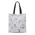 thumbnail image 1 of ASHLEIGH Canvas Tote Bag Blue Merry Christmas Winter Pattern Penguins File Baby Reusable Shoulder Grocery Shopping Bags Handbag, 1 of 1