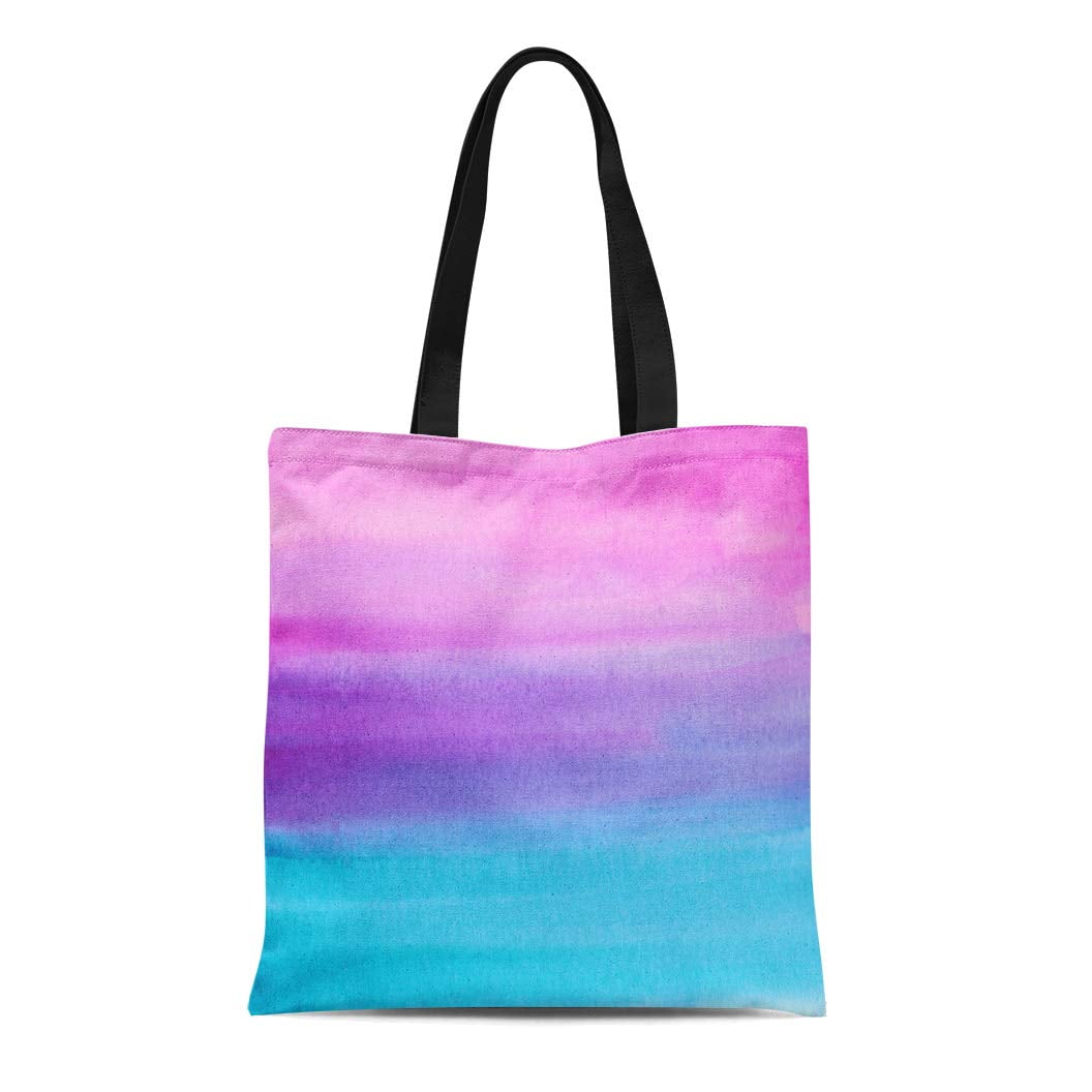 Blue ombre gradient print tote bag, cotton bag, reusable grocery