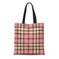 thumbnail image 1 of ASHLEIGH Canvas Tote Bag Brown Plaid Pink Tartan Pattern Stripe Abstract Britain British Durable Reusable Shopping Shoulder Grocery Bag, 1 of 1