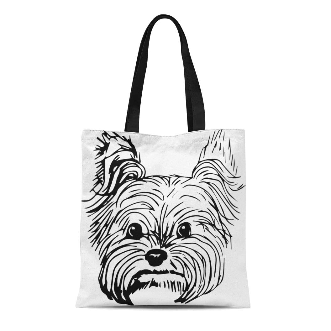 ALAZA Canvas Tote Bag For Women - Yorkshire Terrier Print, Large Shoulder Bag, 19x15x5 Inches