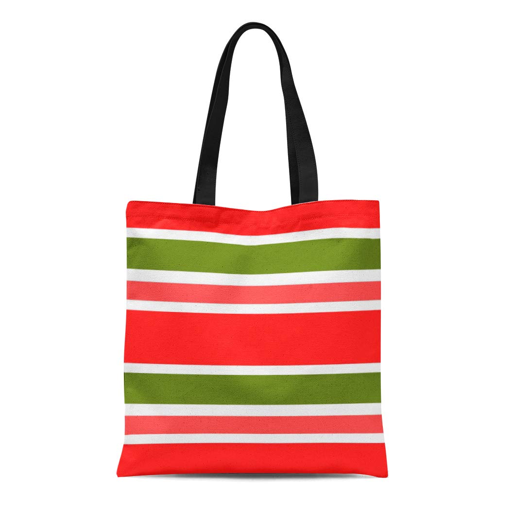 ASHLEIGH Canvas Tote Bag Simple Modern Bright Neon Pink Green Block Stripe  Vivid Reusable Handbag Shoulder Grocery Shopping Bags 