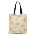 thumbnail image 1 of ASHLEIGH Canvas Tote Bag Colorful Pawprint Dog Paw Brown Color Pattern Cat Pet Durable Reusable Shopping Shoulder Grocery Bag, 1 of 1