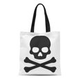 thumbnail image 1 of ASHLEIGH Canvas Tote Bag Crossbones Death Skull Danger Poison Flat for Apps Reusable Shoulder Grocery Shopping Bags Handbag, 1 of 1