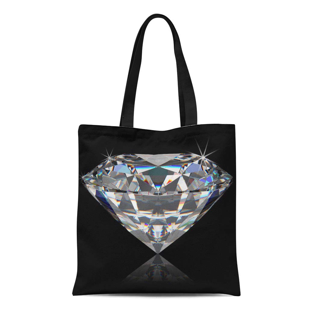 ASHLEIGH Canvas Tote Bag Cut Diamond Jewel on Round Bridal