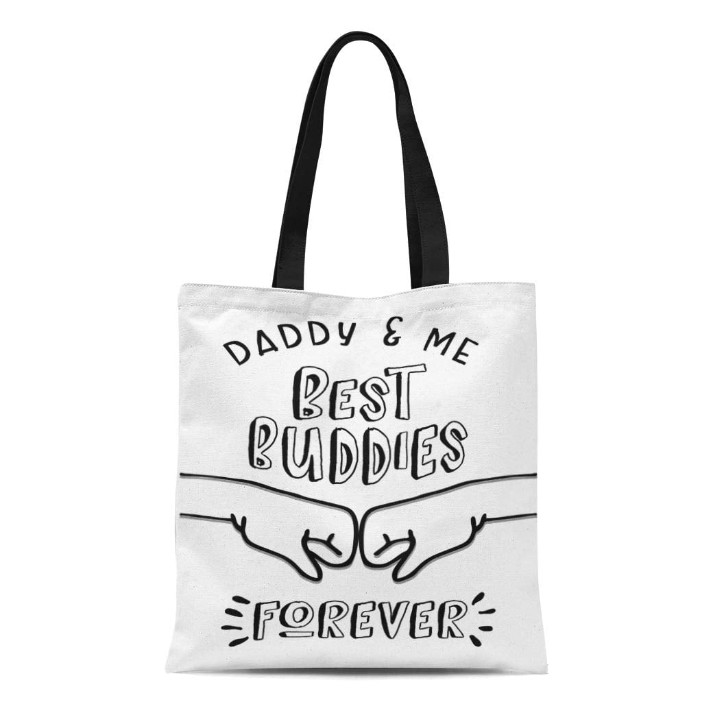 ASHLEIGH Canvas Tote Bag Daddy and Me Best Buddies Forever Fist Pump Graphic Durable Reusable Shopping Shoulder Grocery Bag