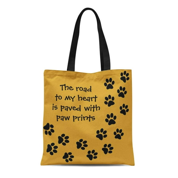 ASHLEIGH Canvas Tote Bag Dogs Paw Cats Heart People Road Lovers Pets Reusable Handbag Shoulder Grocery Shopping Bags