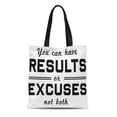 thumbnail image 1 of ASHLEIGH Canvas Tote Bag Funny Results Excuses Humor Workout Fitness Gym Exercise Motivation Reusable Handbag Shoulder Grocery Shopping Bags, 1 of 1