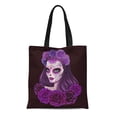 thumbnail image 1 of ASHLEIGH Canvas Tote Bag Girl Beautiful Sugar Skull Woman Day of Dead Voodoo Durable Reusable Shopping Shoulder Grocery Bag, 1 of 1