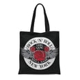 thumbnail image 1 of ASHLEIGH Canvas Tote Bag Girl Gang New York Rock and Roll Slogan Patch Durable Reusable Shopping Shoulder Grocery Bag, 1 of 1