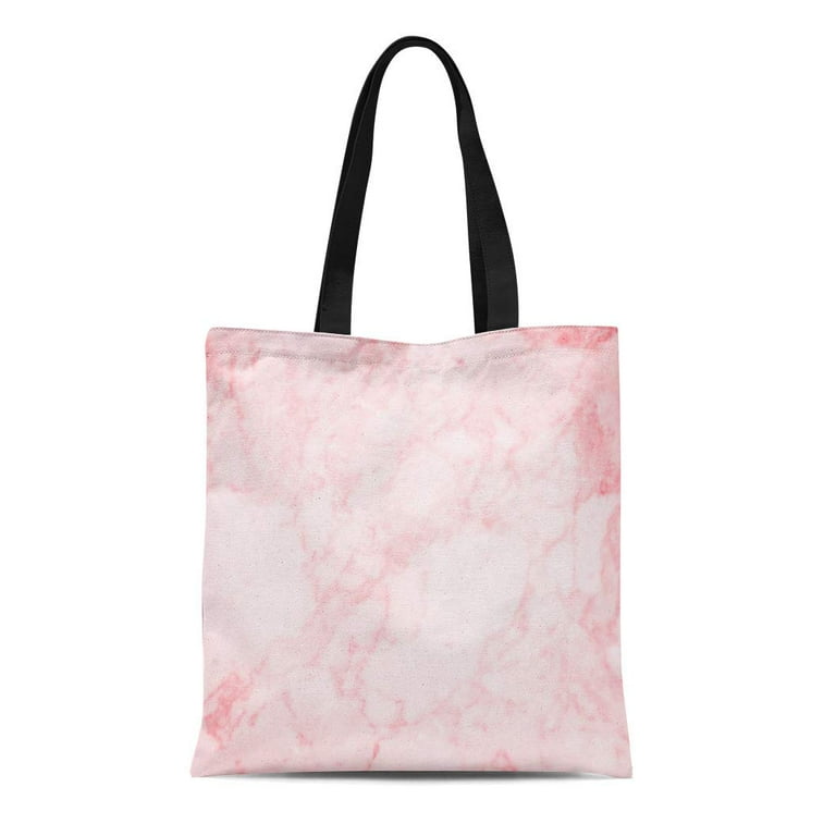 ASHLEIGH Canvas Tote Bag Glossier Pink Marble Millennial Rose Quartz Nordic Minimalist Reusable Handbag Shoulder Grocery Shopping Bags