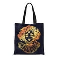 thumbnail image 1 of ASHLEIGH Canvas Tote Bag Gothic Devil Imp Like Witch Girl Head Portrait Curly Reusable Shoulder Grocery Shopping Bags Handbag, 1 of 1
