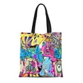 thumbnail image 1 of ASHLEIGH Canvas Tote Bag Grafitti Graffiti Wall Urban Graffitti Hip Spray Hop Pattern Reusable Shoulder Grocery Shopping Bags Handbag, 1 of 1