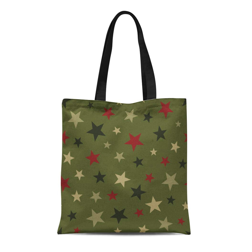 ASHLEIGH Canvas Tote Bag Green Christmas Star Pattern Red Sage Abstract  Astronomy Beautiful Durable Reusable Shopping Shoulder Grocery Bag 