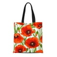 thumbnail image 1 of ASHLEIGH Canvas Tote Bag Green Pattern Poppy Red Flower Vintage Abstract Beautiful Beauty Reusable Shoulder Grocery Shopping Bags Handbag, 1 of 1
