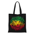thumbnail image 1 of ASHLEIGH Canvas Tote Bag Green Reggae Rasta Lion Head on Red Marley Bob Reusable Shoulder Grocery Shopping Bags Handbag, 1 of 1