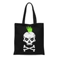 thumbnail image 1 of ASHLEIGH Canvas Tote Bag Grinning Skull Mohican Punk Symbol and Crossbones Green Reusable Shoulder Grocery Shopping Bags Handbag, 1 of 1