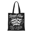 thumbnail image 1 of ASHLEIGH Canvas Tote Bag Horror Comedy Tragedy Laugh Now Cry Later Drama Skull Reusable Shoulder Grocery Shopping Bags Handbag, 1 of 1