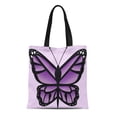 thumbnail image 1 of ASHLEIGH Canvas Tote Bag Insect Purple Butterfly Cartoon Beautiful Pretty Reusable Handbag Shoulder Grocery Shopping Bags, 1 of 1